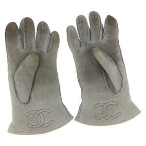 Chanel Gloves Mouton Blue CC